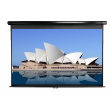 Elite Screens M100UWH Manual Pull Down Screen 100" 16:9 / Diagonal 250cm, W 221cm x H 124.5cm / Black case / Dual wall & ceiling instalation design/ 4-side black masking border (Top: 15cm) / 160 Degrees wide viewing angle / Auto locking system /