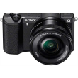 Sony A5100 Black with 16-50mm lens, 24.3MP Exmor APS-C CMOS sensor, 3.0" LCD, Zoom 4x, 25 points AF, Wi-Fi