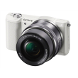 Sony A5100 White with 16-50mm lens, 24.3MP Exmor APS-C CMOS sensor, 3.0" LCD, Zoom 4x, 25 points AF, Wi-Fi
