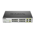 D-LINK DES-1018P, 8 Ports 10/100 Mbps PoE + 8 Ports 10/100 Mbps + 2 10/100/1000BASE-T/SFP Combo Ports Unmanaged Switch, 11-inch desktop & rack-mount, 1U, 8K Mac address, Complies to 802.3af Power over Ethernet standard, Supplies up to 15,4 watts per