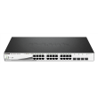 D-LINK DES-1210-28P, WEB Smart III Switch with 24 PoE ports 10/100Mbps and 2 ports 10/100/1000Mbps and 2 Combo 10/100/1000BASE-T/SFP, Fanless, 802.3x Flow Control, Static Port Trunking, 4094 – 802.1Q VLAN, 802.1p Priority Queues, ACL, IGMP Snooping, Port